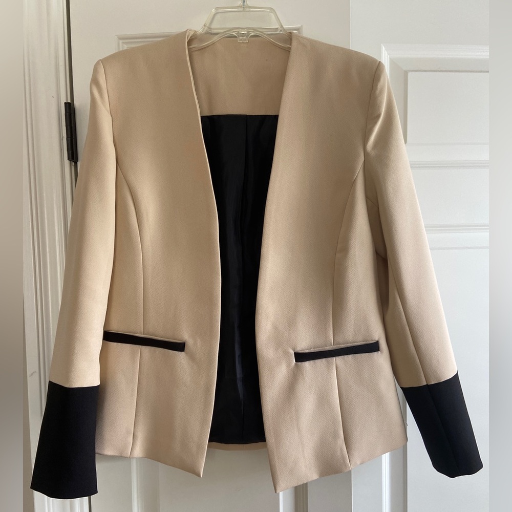 Cream and black professional blazer, size L